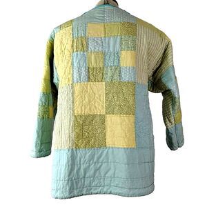 Quilted Patchwork Utility Jacket in Green and Yellow